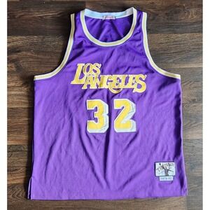 Vtg Los Angeles Lakers #32 Throwback Blacktop Edition Magic Johnson Jersey Men's